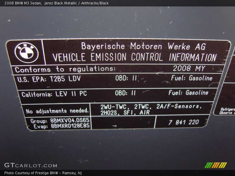 Jerez Black Metallic / Anthracite/Black 2008 BMW M3 Sedan