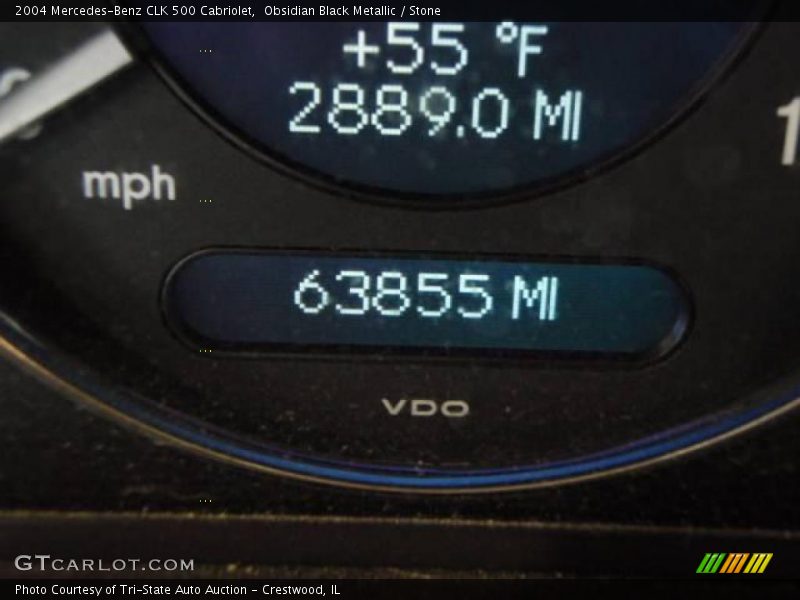 Obsidian Black Metallic / Stone 2004 Mercedes-Benz CLK 500 Cabriolet