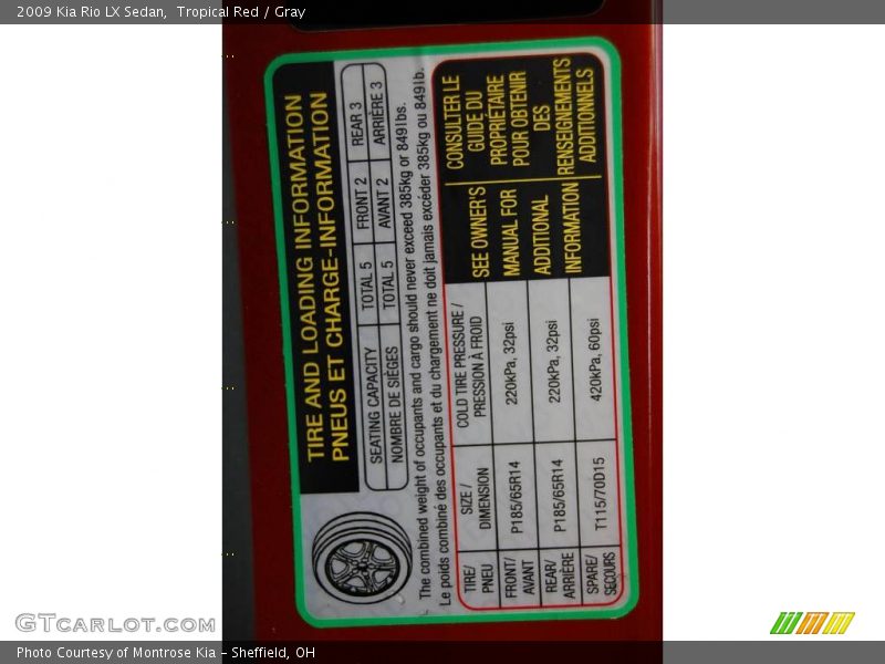 Tropical Red / Gray 2009 Kia Rio LX Sedan