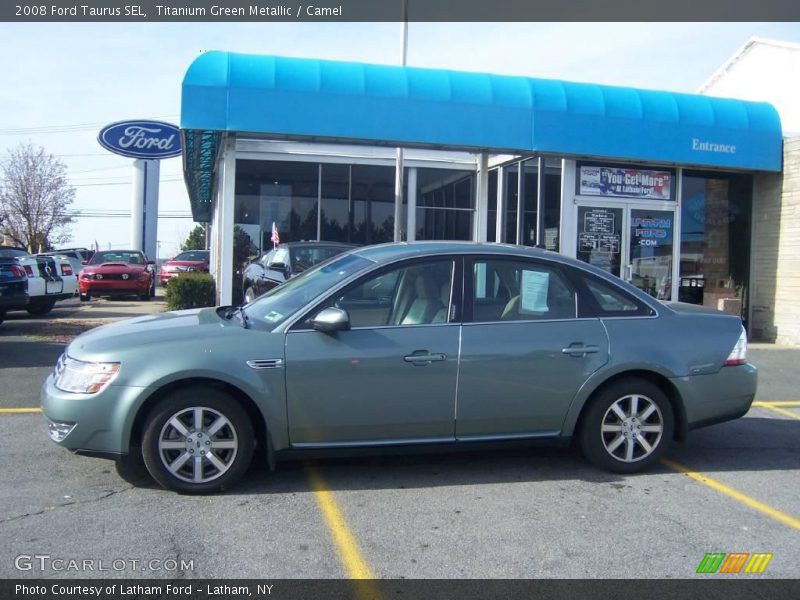 Titanium Green Metallic / Camel 2008 Ford Taurus SEL