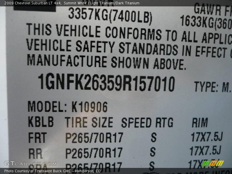Summit White / Light Titanium/Dark Titanium 2009 Chevrolet Suburban LT 4x4