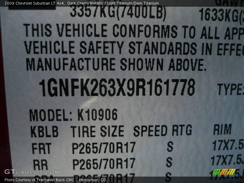 Dark Cherry Metallic / Light Titanium/Dark Titanium 2009 Chevrolet Suburban LT 4x4