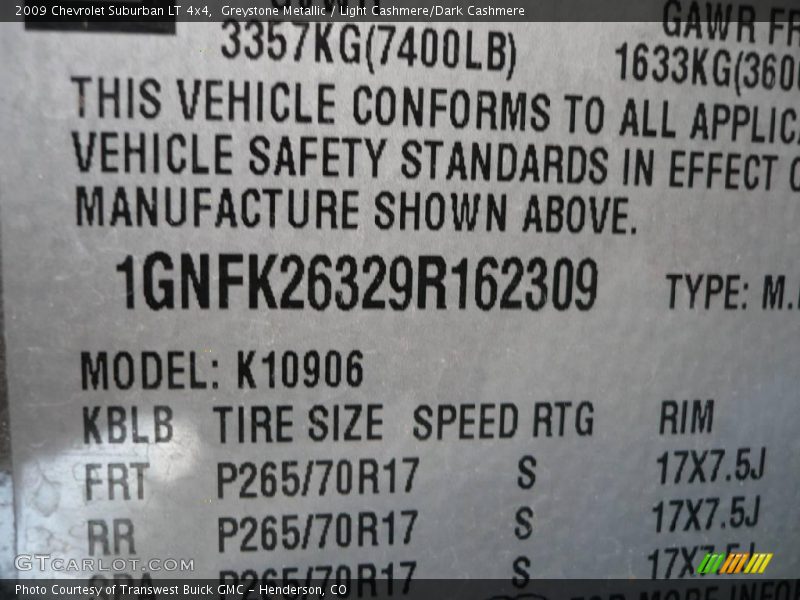 Greystone Metallic / Light Cashmere/Dark Cashmere 2009 Chevrolet Suburban LT 4x4