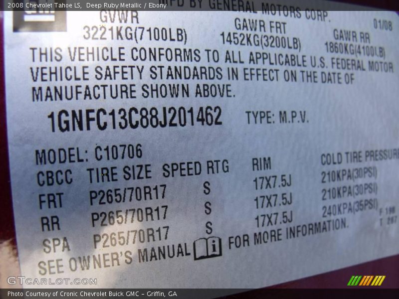 Deep Ruby Metallic / Ebony 2008 Chevrolet Tahoe LS