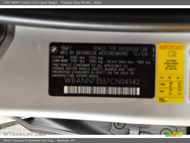 Titanium Silver Metallic / Black 2007 BMW 5 Series 530xi Sport Wagon