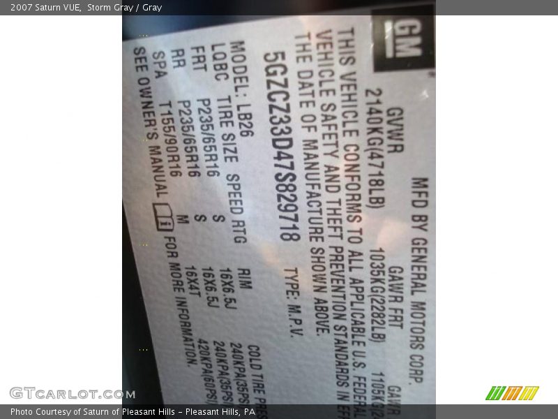 Storm Gray / Gray 2007 Saturn VUE