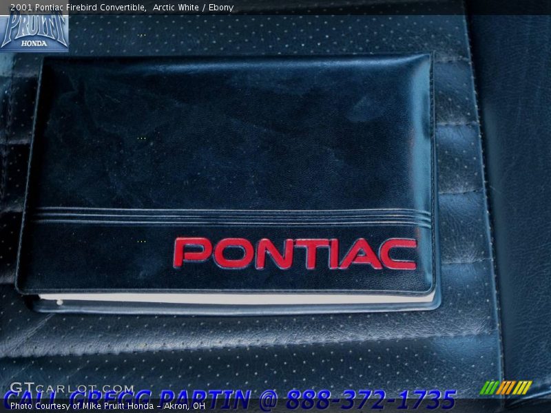 Arctic White / Ebony 2001 Pontiac Firebird Convertible