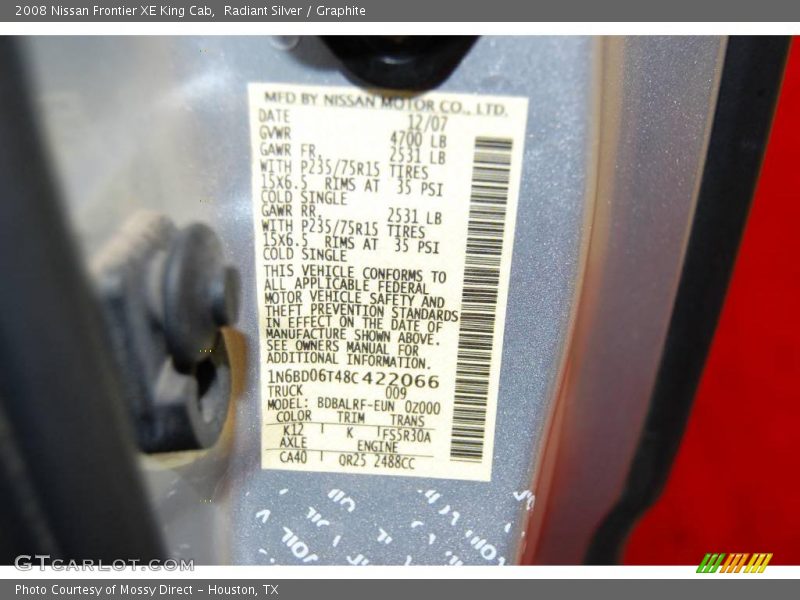 Radiant Silver / Graphite 2008 Nissan Frontier XE King Cab
