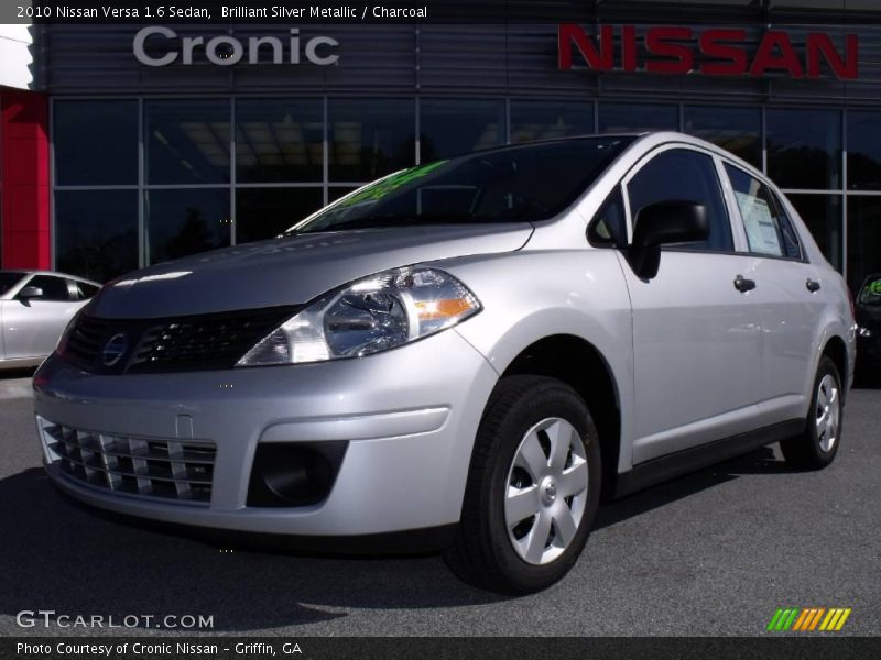 Brilliant Silver Metallic / Charcoal 2010 Nissan Versa 1.6 Sedan