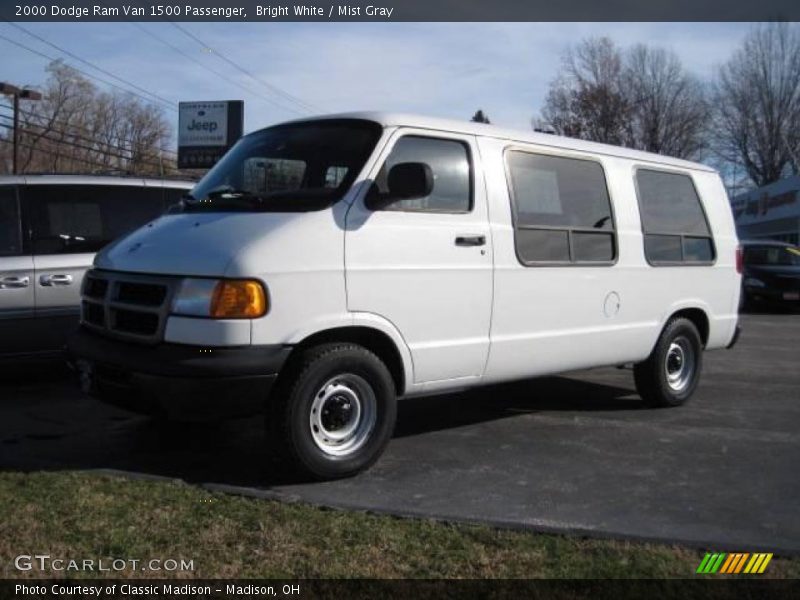 Bright White / Mist Gray 2000 Dodge Ram Van 1500 Passenger