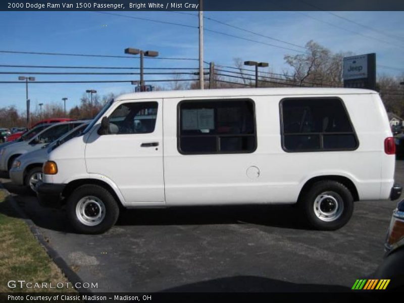 Bright White / Mist Gray 2000 Dodge Ram Van 1500 Passenger