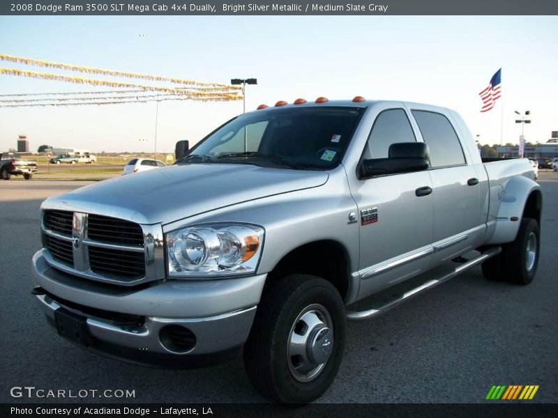 Bright Silver Metallic / Medium Slate Gray 2008 Dodge Ram 3500 SLT Mega Cab 4x4 Dually