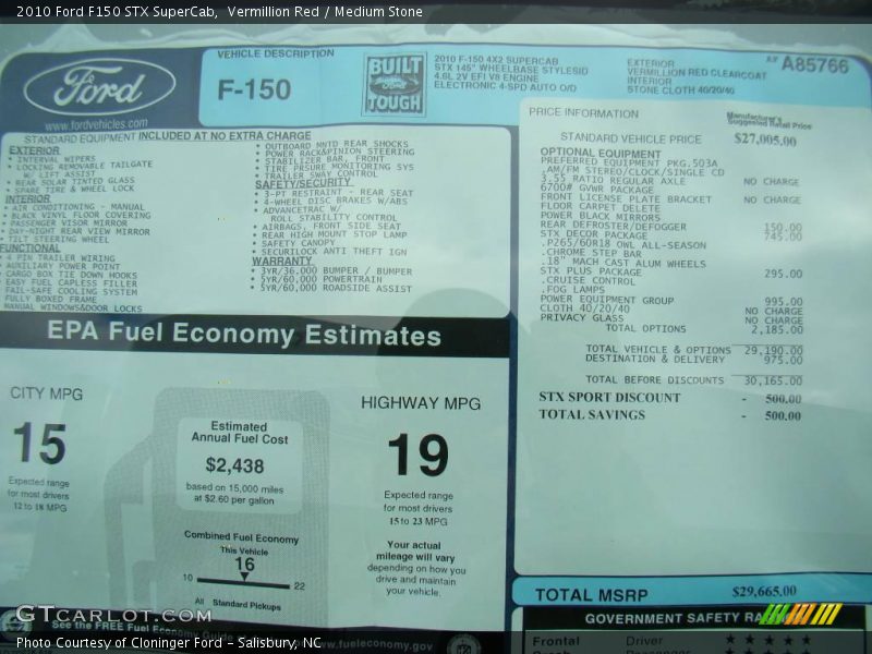 Vermillion Red / Medium Stone 2010 Ford F150 STX SuperCab