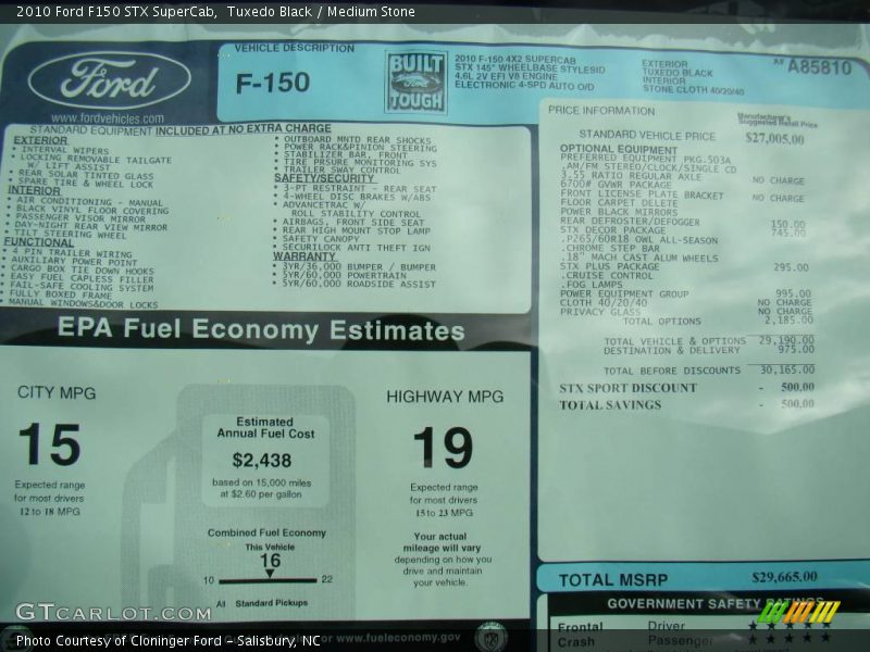 Tuxedo Black / Medium Stone 2010 Ford F150 STX SuperCab