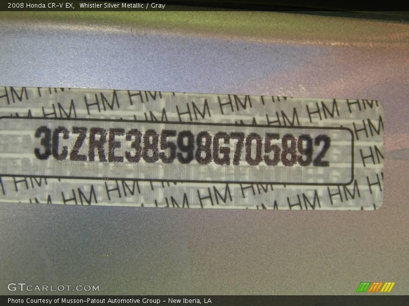 Whistler Silver Metallic / Gray 2008 Honda CR-V EX