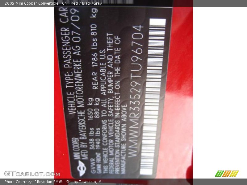 Chili Red / Black/Grey 2009 Mini Cooper Convertible