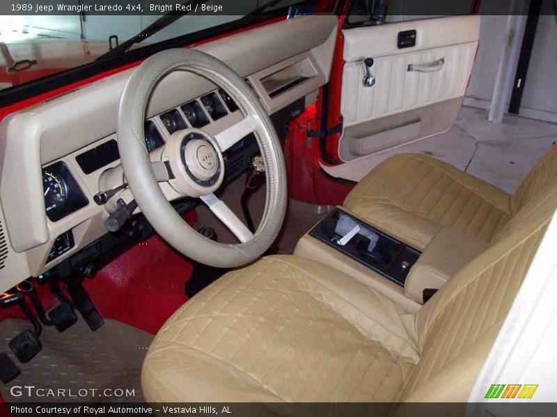 Bright Red / Beige 1989 Jeep Wrangler Laredo 4x4