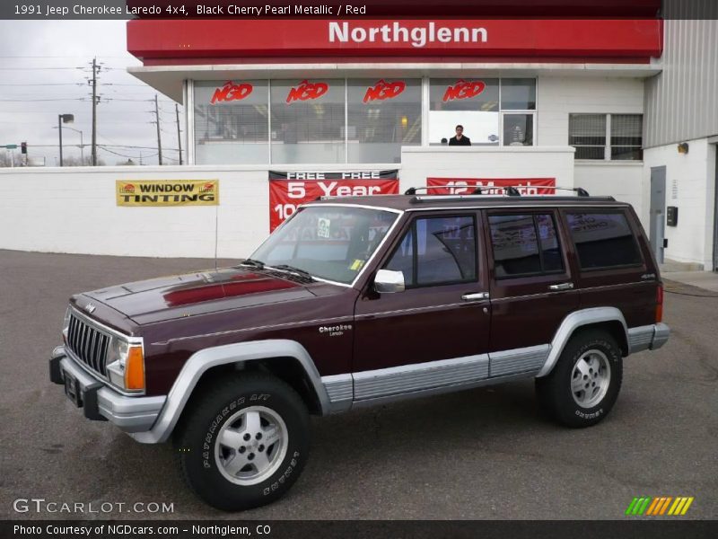 Black Cherry Pearl Metallic / Red 1991 Jeep Cherokee Laredo 4x4