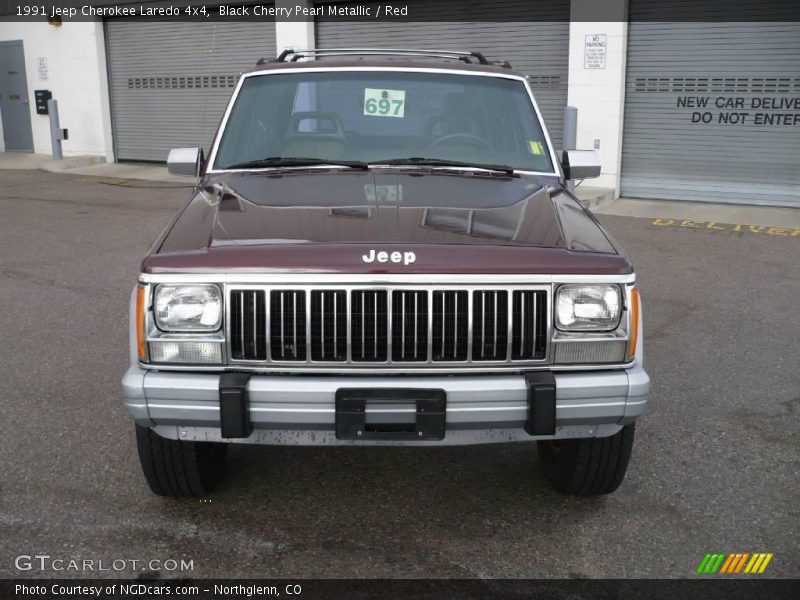 Black Cherry Pearl Metallic / Red 1991 Jeep Cherokee Laredo 4x4