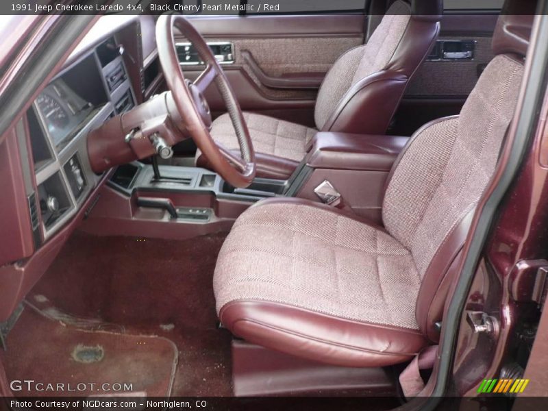 Black Cherry Pearl Metallic / Red 1991 Jeep Cherokee Laredo 4x4