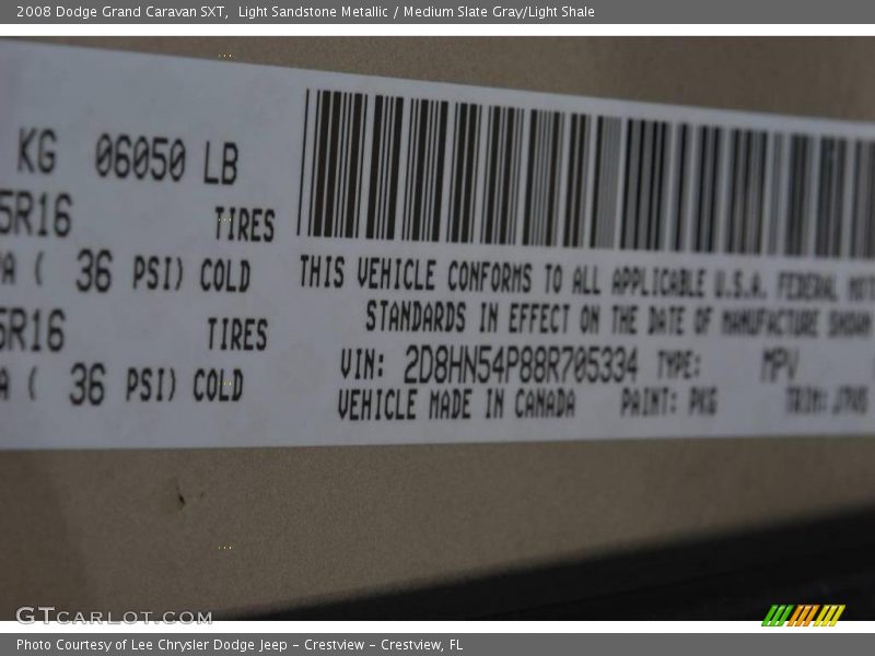 Light Sandstone Metallic / Medium Slate Gray/Light Shale 2008 Dodge Grand Caravan SXT