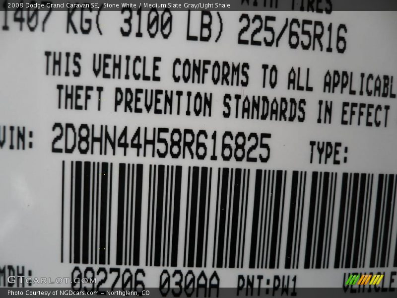 Stone White / Medium Slate Gray/Light Shale 2008 Dodge Grand Caravan SE