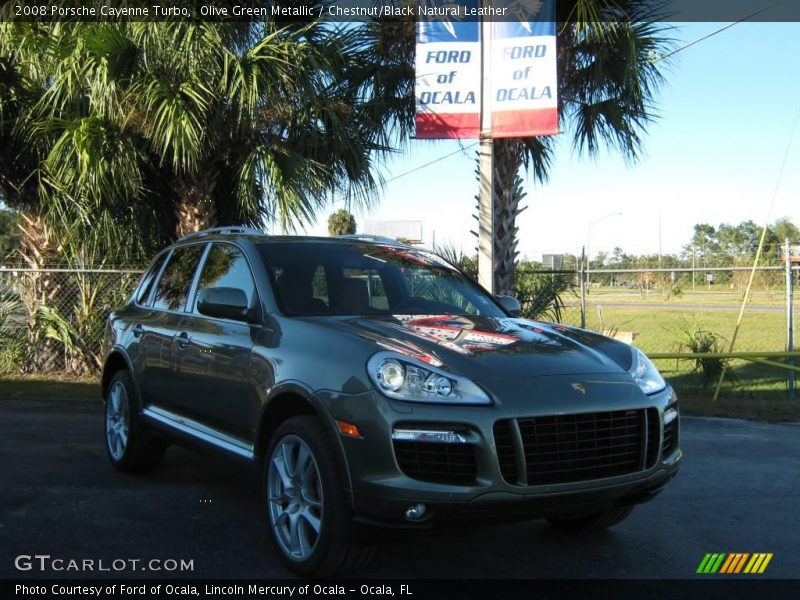 Olive Green Metallic / Chestnut/Black Natural Leather 2008 Porsche Cayenne Turbo