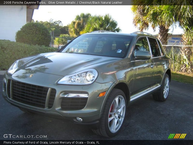 Olive Green Metallic / Chestnut/Black Natural Leather 2008 Porsche Cayenne Turbo