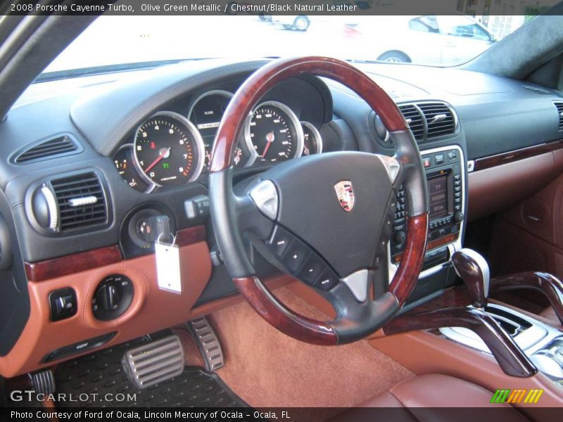 Olive Green Metallic / Chestnut/Black Natural Leather 2008 Porsche Cayenne Turbo