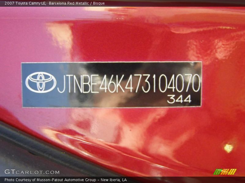 Barcelona Red Metallic / Bisque 2007 Toyota Camry LE