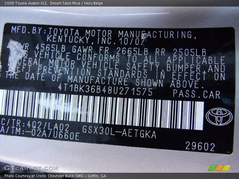 Desert Sand Mica / Ivory Beige 2008 Toyota Avalon XLS