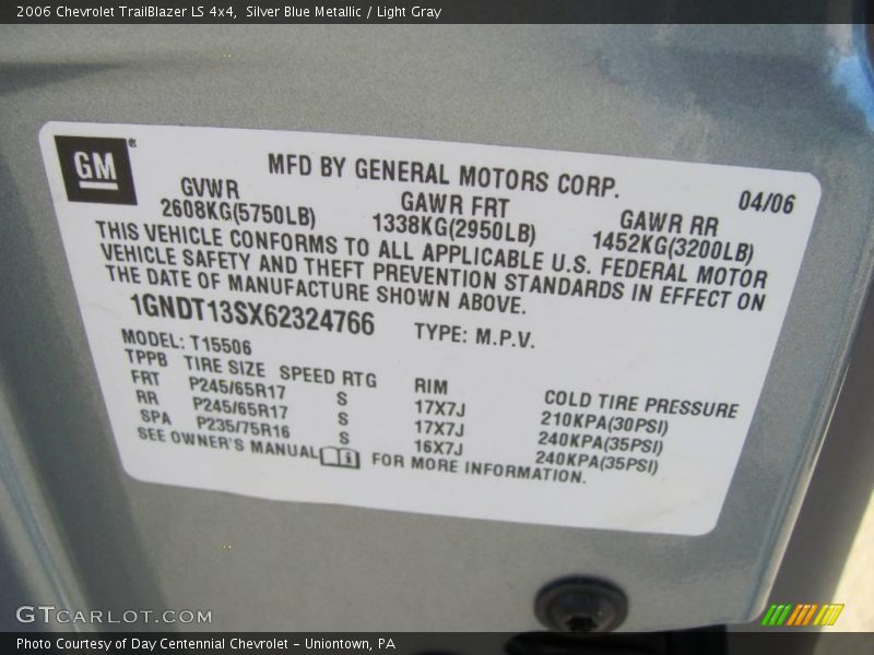 Silver Blue Metallic / Light Gray 2006 Chevrolet TrailBlazer LS 4x4