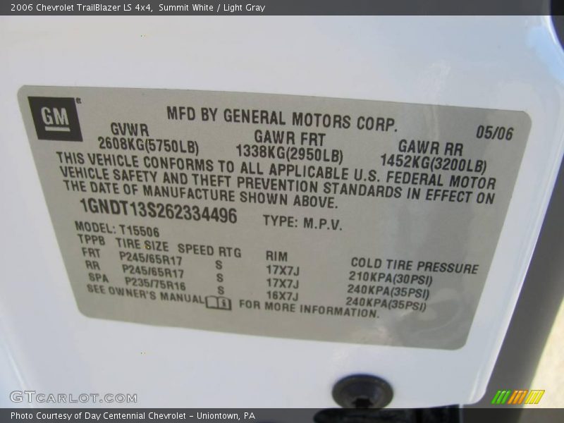 Summit White / Light Gray 2006 Chevrolet TrailBlazer LS 4x4