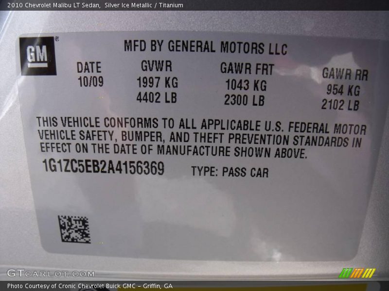 Silver Ice Metallic / Titanium 2010 Chevrolet Malibu LT Sedan