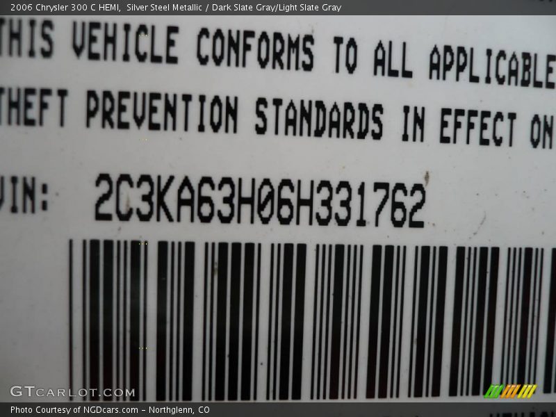 Silver Steel Metallic / Dark Slate Gray/Light Slate Gray 2006 Chrysler 300 C HEMI