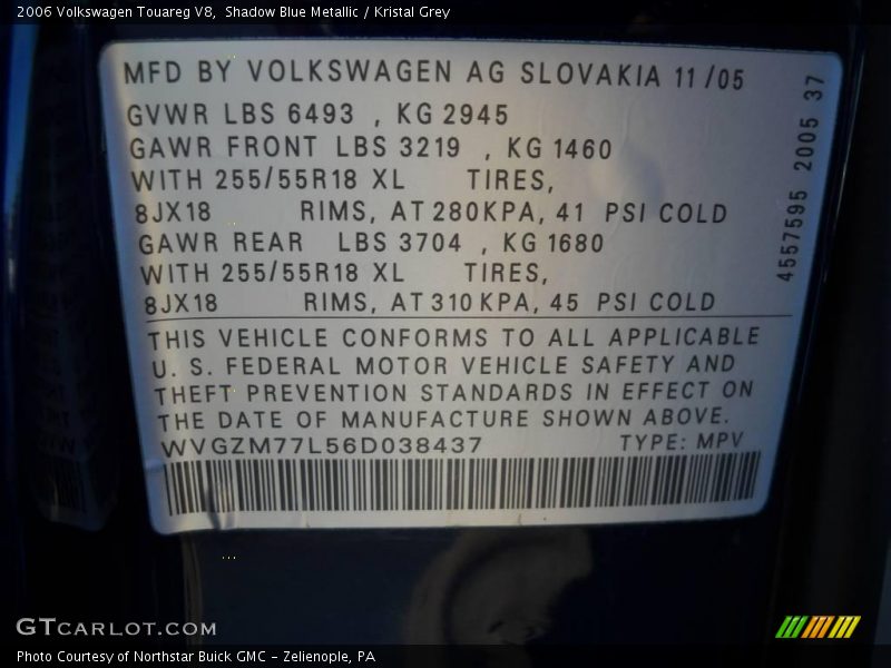 Shadow Blue Metallic / Kristal Grey 2006 Volkswagen Touareg V8