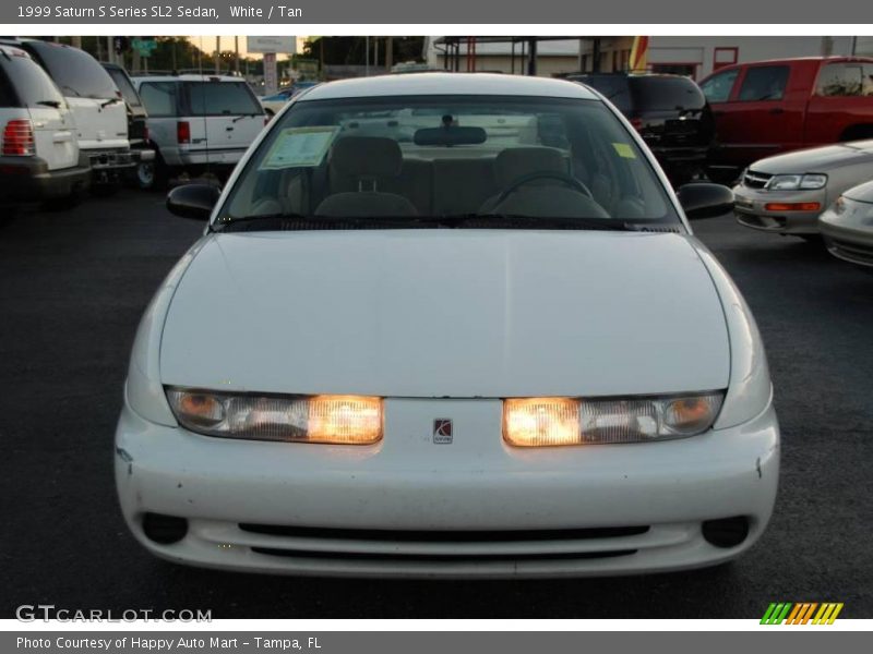 White / Tan 1999 Saturn S Series SL2 Sedan