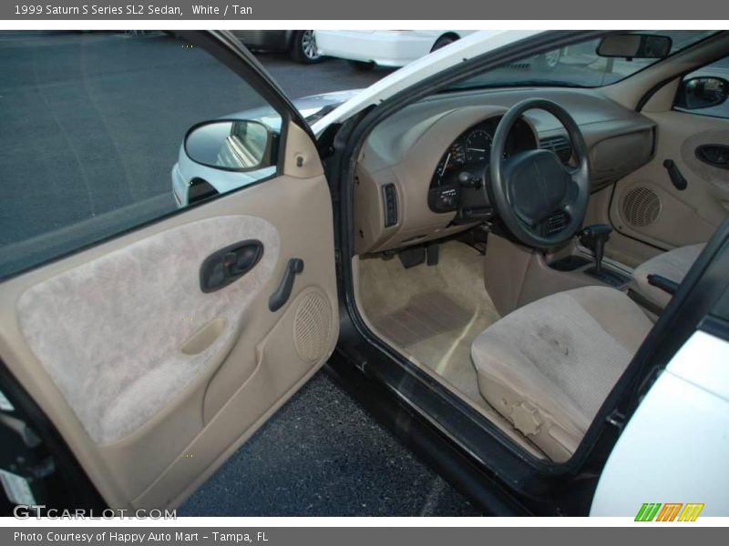 White / Tan 1999 Saturn S Series SL2 Sedan