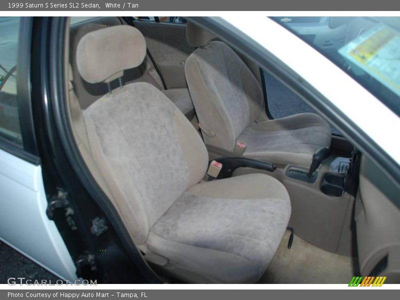 White / Tan 1999 Saturn S Series SL2 Sedan