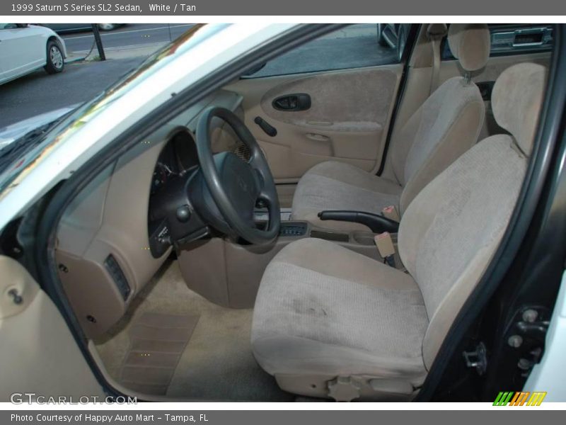 White / Tan 1999 Saturn S Series SL2 Sedan