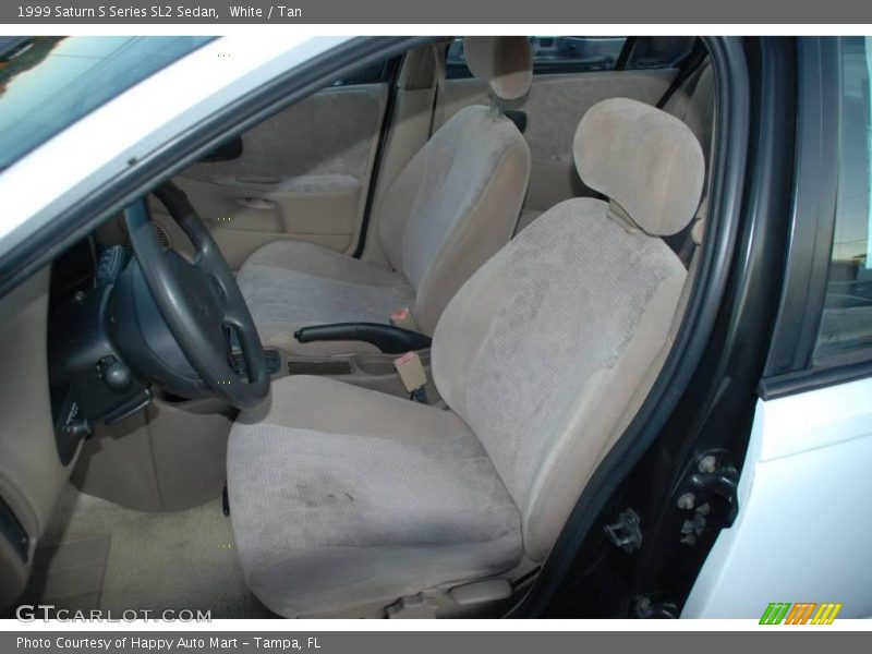 White / Tan 1999 Saturn S Series SL2 Sedan