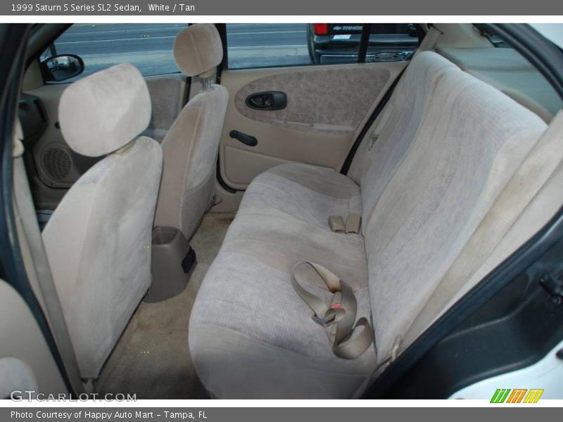 White / Tan 1999 Saturn S Series SL2 Sedan