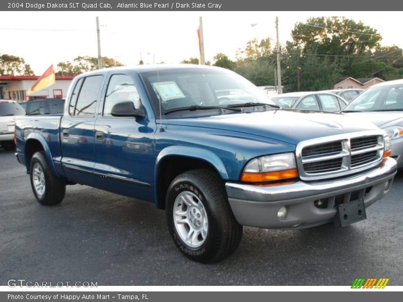 Atlantic Blue Pearl / Dark Slate Gray 2004 Dodge Dakota SLT Quad Cab