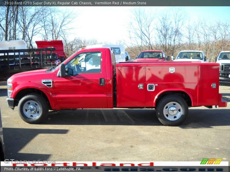 Vermillion Red / Medium Stone 2010 Ford F250 Super Duty XL Regular Cab Chassis