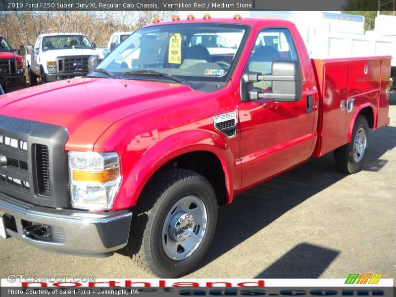 Vermillion Red / Medium Stone 2010 Ford F250 Super Duty XL Regular Cab Chassis