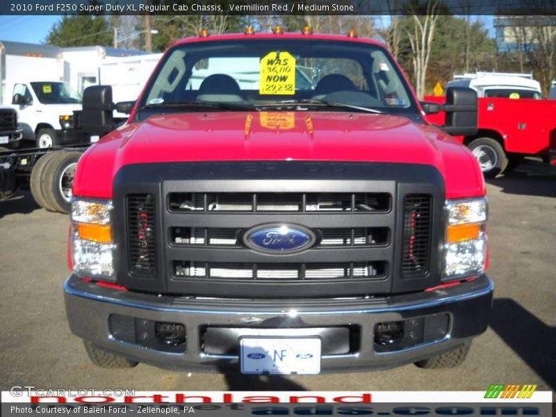 Vermillion Red / Medium Stone 2010 Ford F250 Super Duty XL Regular Cab Chassis