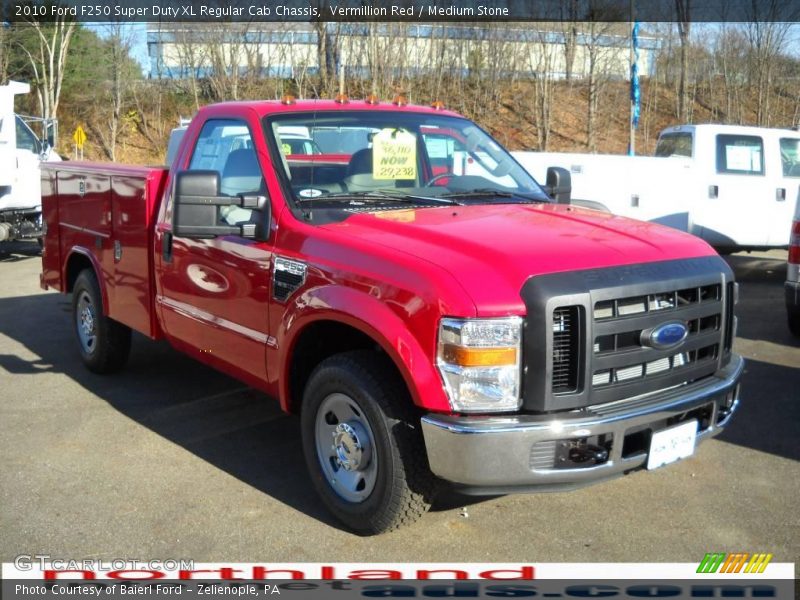 Vermillion Red / Medium Stone 2010 Ford F250 Super Duty XL Regular Cab Chassis