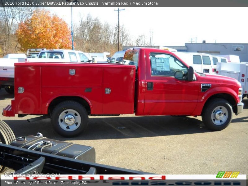 Vermillion Red / Medium Stone 2010 Ford F250 Super Duty XL Regular Cab Chassis
