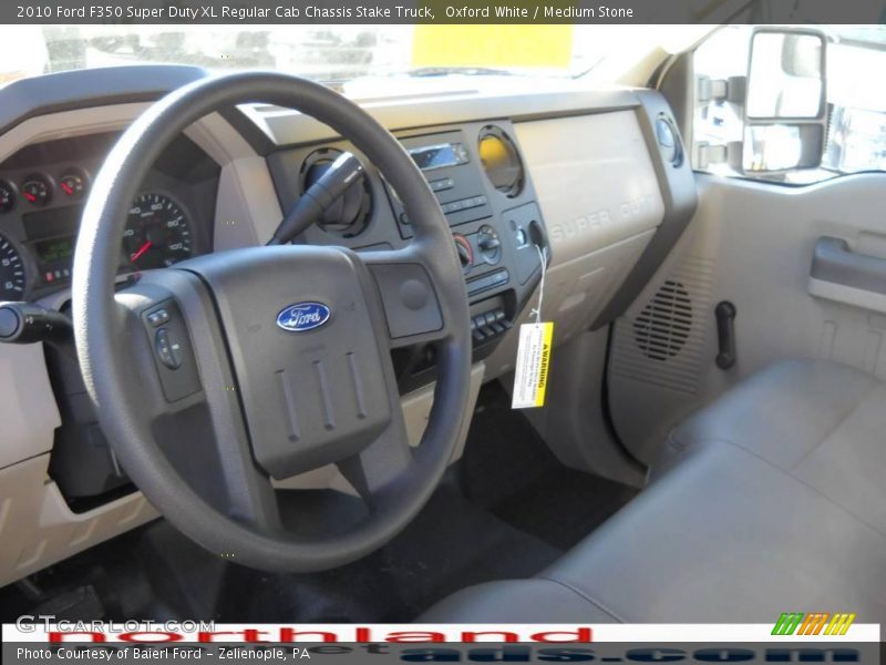 Oxford White / Medium Stone 2010 Ford F350 Super Duty XL Regular Cab Chassis Stake Truck