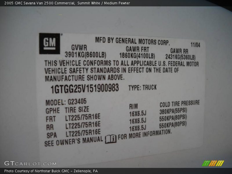 Summit White / Medium Pewter 2005 GMC Savana Van 2500 Commercial